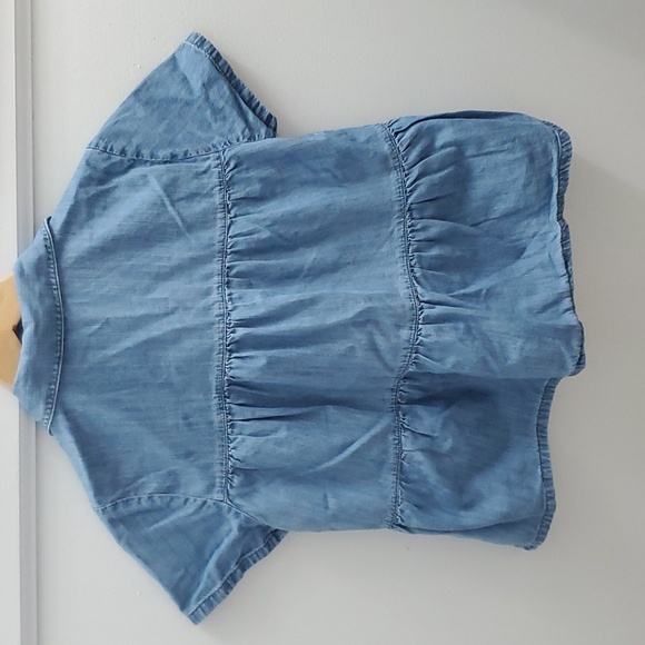 Madewell Denim Tiered Babydoll Short Sleeve Button-up Top Size XXS - Picture 4 of 9